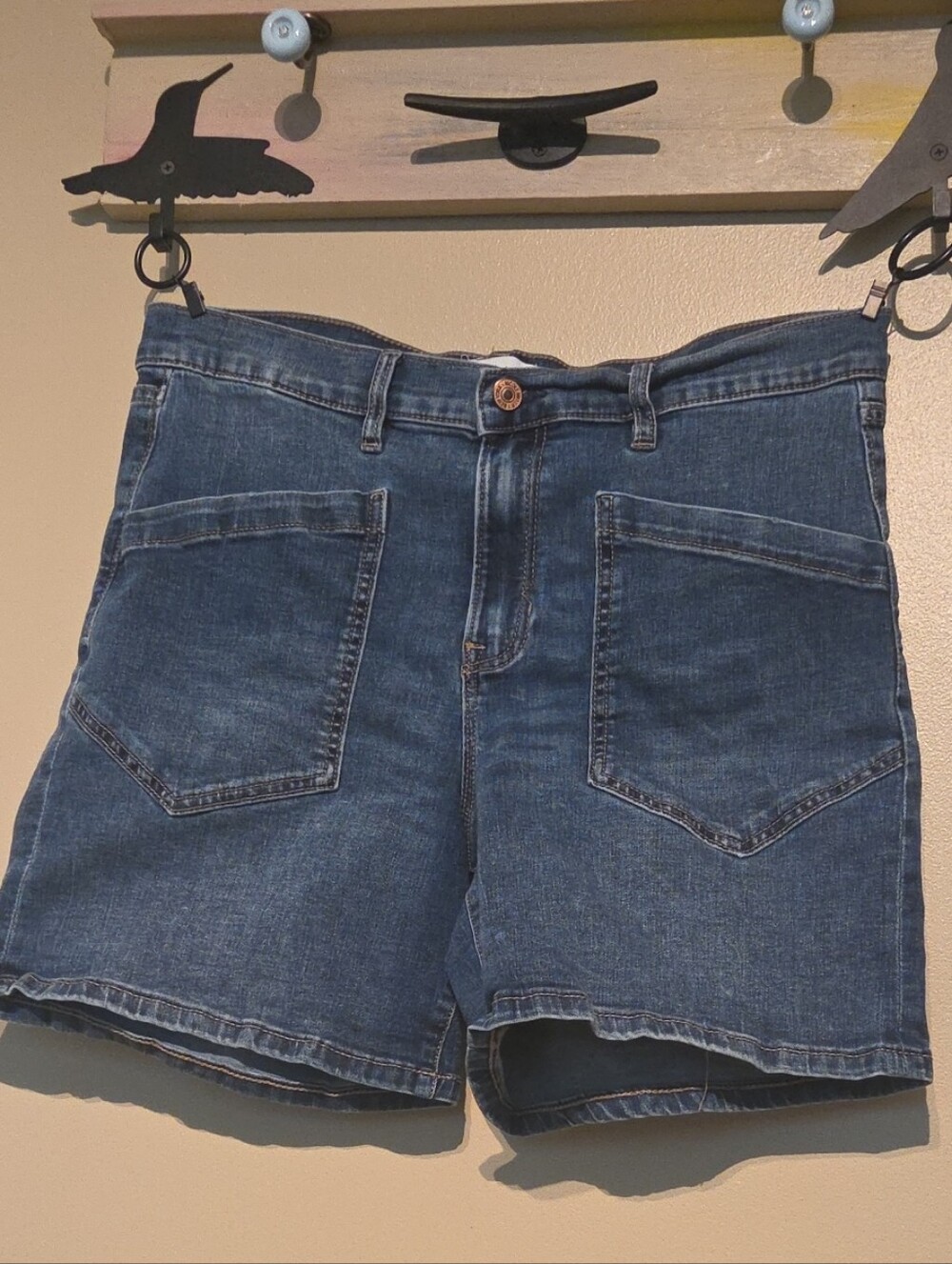 Nicole Miller Dark Blue Denim High-Rise SOHO Jean Shorts